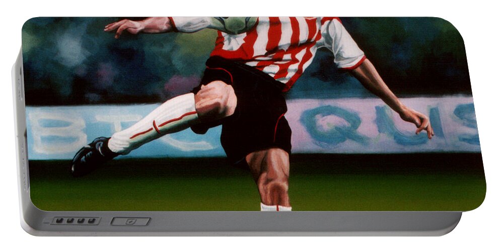 Paul Meijering Portable Battery Charger featuring the painting Mark van Bommel by Paul Meijering
