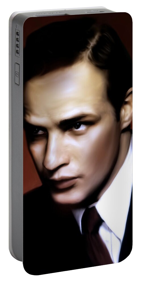 Male Portable Battery Charger featuring the painting Marlon Brando Tribute by Georgiana Romanovna
