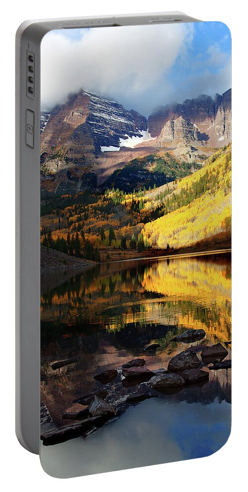 Autumn Colors Portable Battery Charger featuring the photograph Maroon Bells Autumn by Jim Garrison