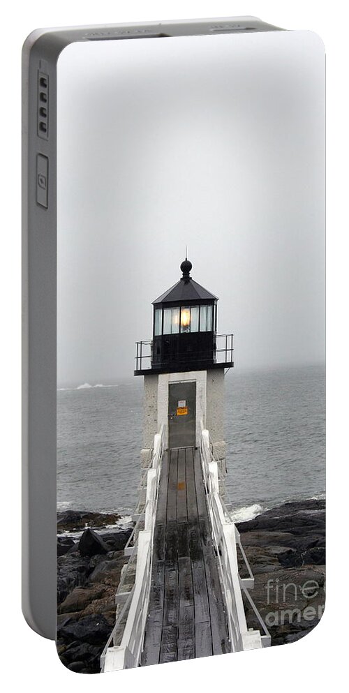 Lighthouse Portable Battery Charger featuring the photograph Marshall Point Light On A Foggy Day by Christiane Schulze Art And Photography