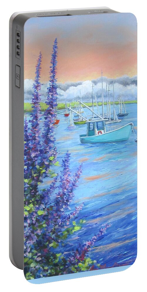 Boat Portable Battery Charger featuring the painting Martha's Lavender Vineyard by Anne Marie Brown