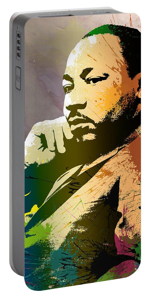 Nonviolence Portable Battery Charger featuring the digital art Martin Luther King Jr. by Anthony Mwangi