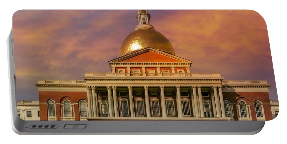 Massachusetts Portable Battery Charger featuring the photograph Massachusetts State House by Susan Candelario