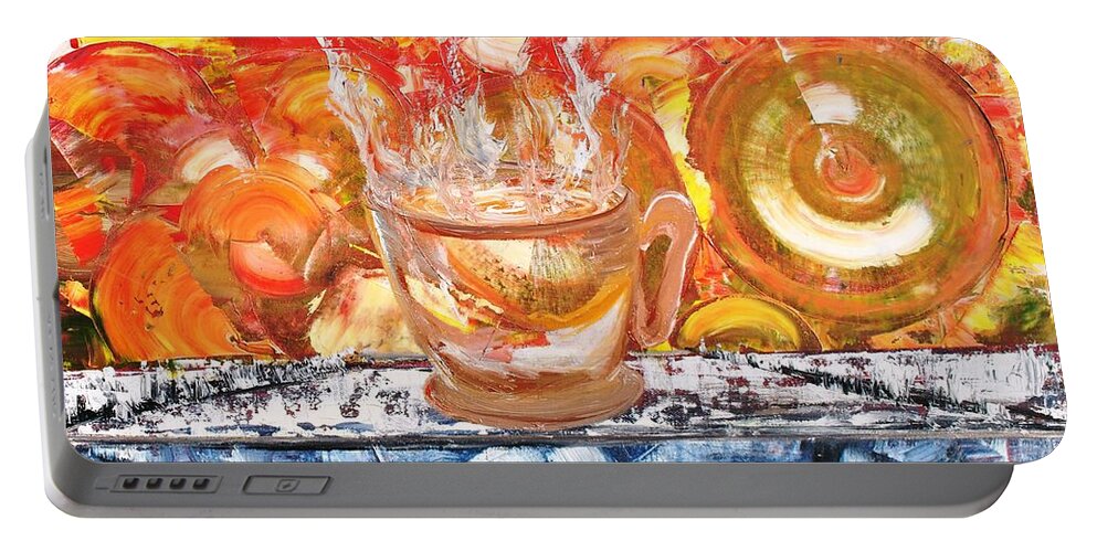 Abstract Portable Battery Charger featuring the painting Matinal by Evelina Popilian