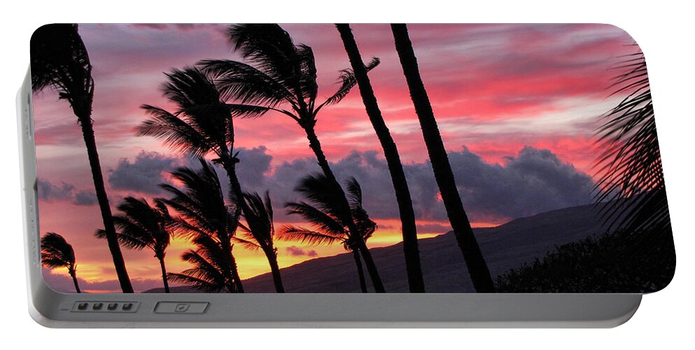 Maui Portable Battery Charger featuring the photograph Maui sunset by Peggy Hughes