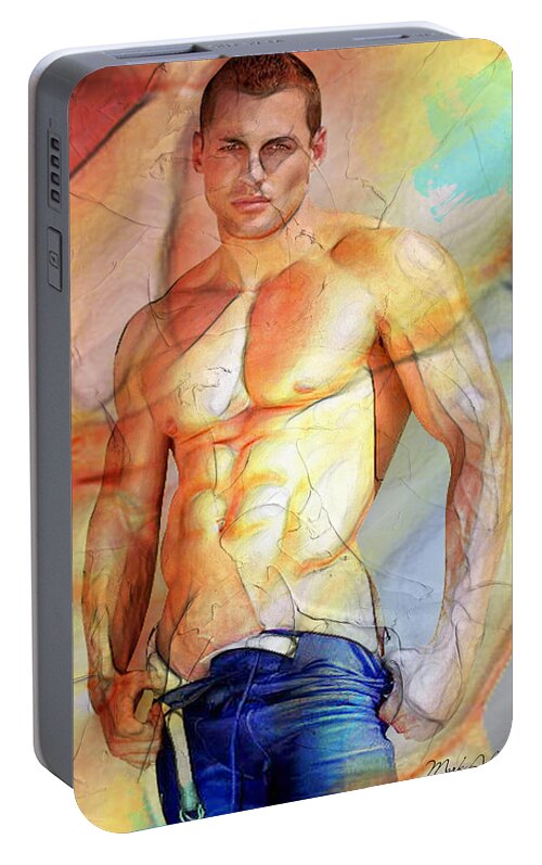 Male Nude Photos Portable Battery Charger featuring the painting Maximum Color by Mark Ashkenazi
