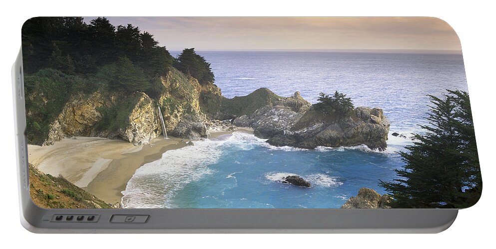 Tim Fitzharris Portable Battery Charger featuring the photograph McWay Cove Falls in Big Sur by Tim Fitzharris