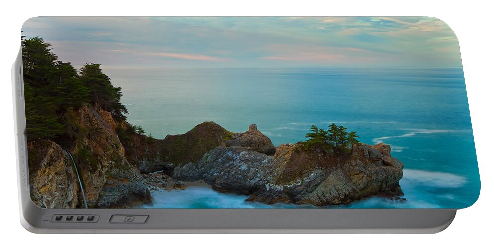 Coastline Portable Battery Charger featuring the photograph McWay Falls At Sunrise by Jonathan Nguyen