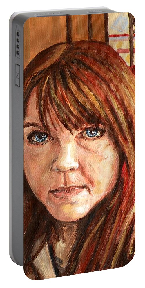Portrait Portable Battery Charger featuring the painting Me Myself And Eileen by Eileen Patten Oliver