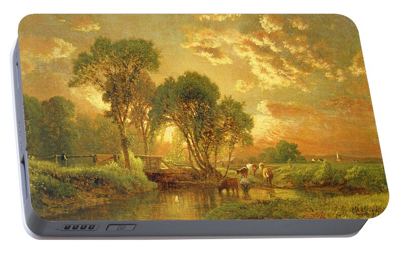 Inness Portable Battery Charger featuring the painting Medfield Massachusetts by Inness