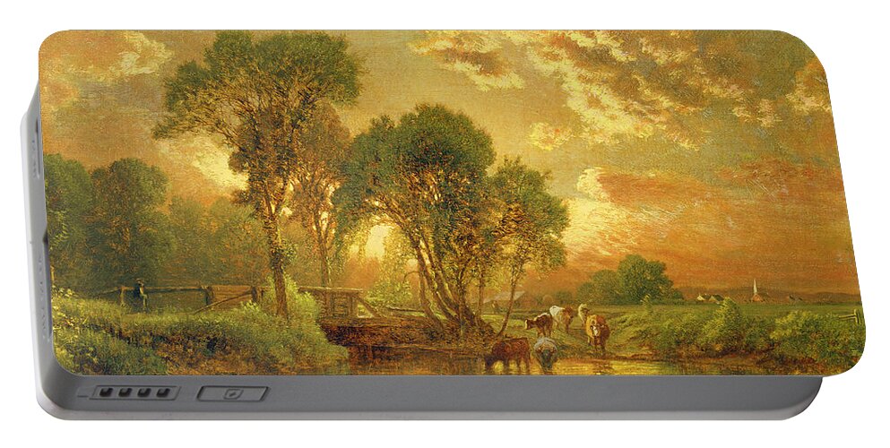 Inness Portable Battery Charger featuring the painting Medfield Massachusetts by Inness