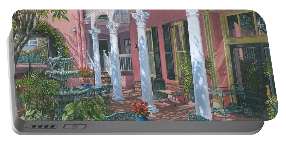 Painting For Sale Portable Battery Charger featuring the painting Meeting Street Inn Charleston by Richard Harpum