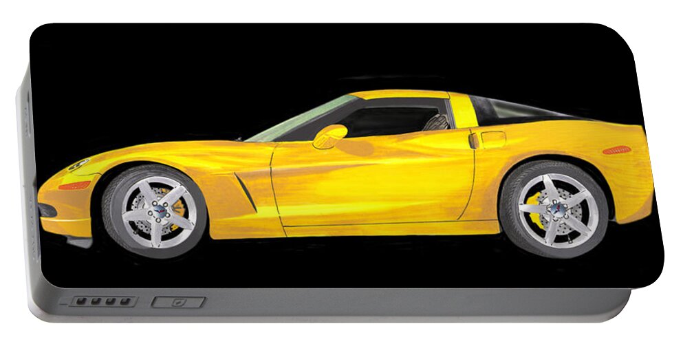 Thank You For Buying A Carry-all Pouch - Medium (9.5 X 6) Of Mellow Yellow Corvette C 6 To A Buyer From Morris Plains Portable Battery Charger featuring the painting Mellow Yellow Corvette C 6 by Jack Pumphrey
