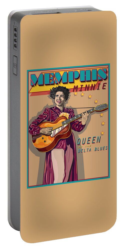 Memphis Minnie Portable Battery Charger featuring the digital art Memphis Minnie Queen Of The Delta Blues by Larry Butterworth