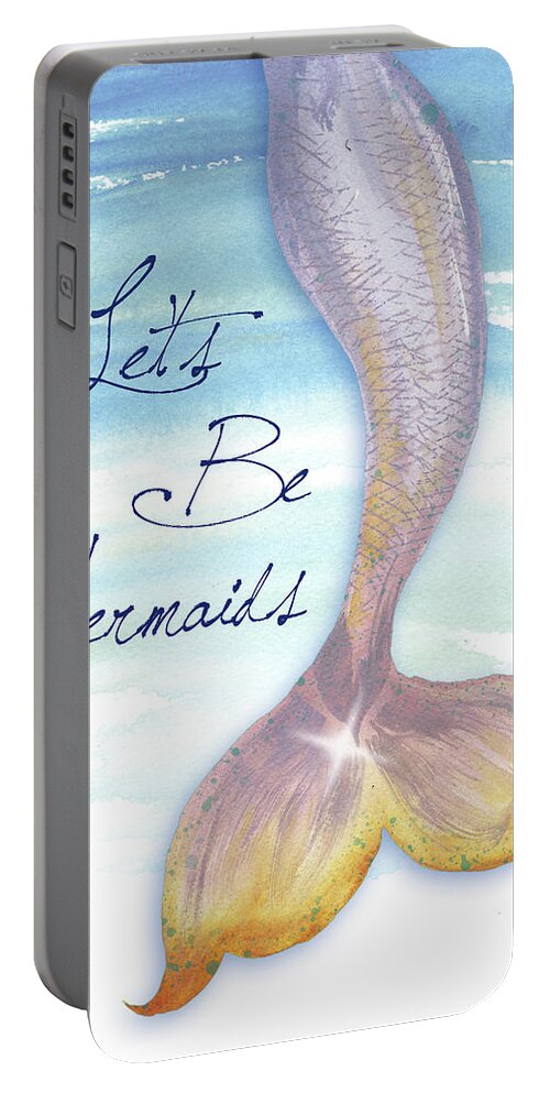 Mermaid Portable Battery Charger featuring the painting Mermaid Tail II by Elizabeth Medley