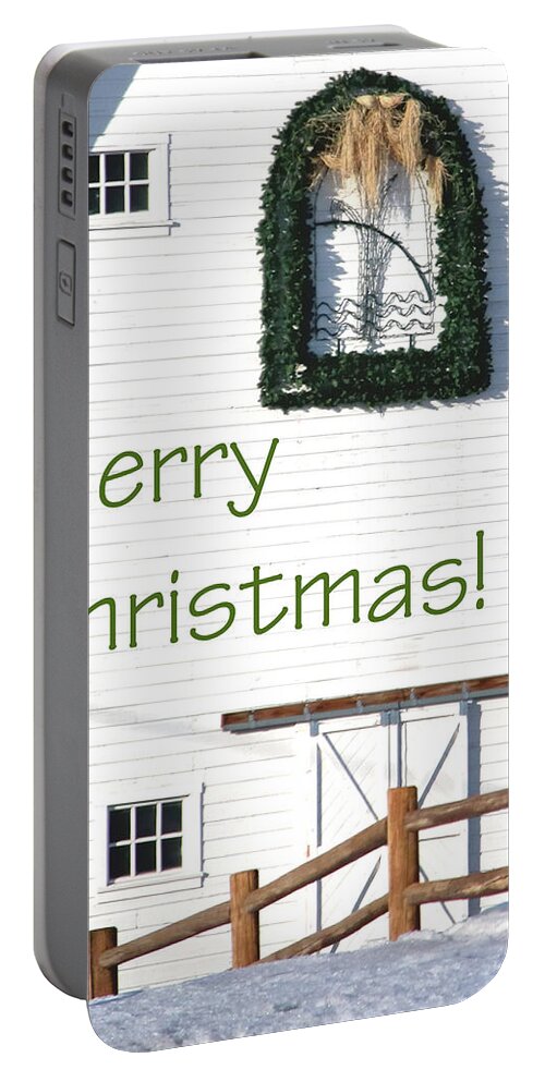 Celebrate Portable Battery Charger featuring the photograph Merry Christmas Barn 1186 by Jerry Sodorff
