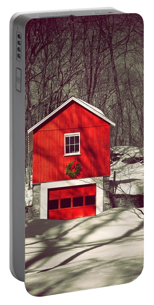 Winter Portable Battery Charger featuring the photograph Merry Red by Karol Livote