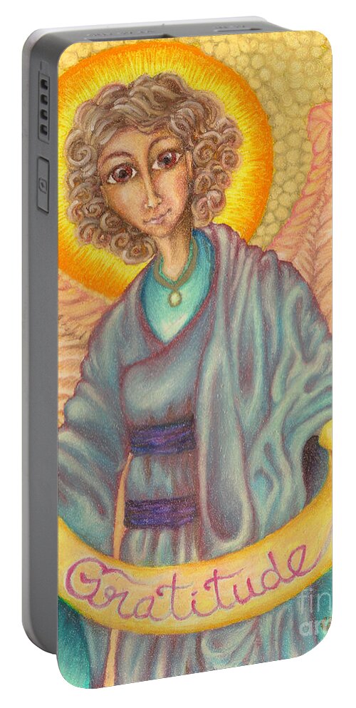 Angels Portable Battery Charger featuring the drawing Messenger of Gratitude by Michelle Bien
