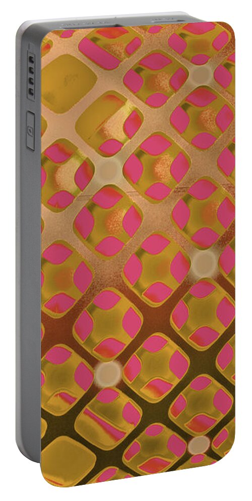 Pink And Metal Tartan Portable Battery Charger featuring the digital art Metal Tartan by Pamela Smale Williams