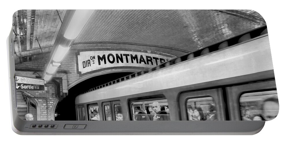 Metro Portable Battery Charger featuring the photograph Metro at Montmartre. Paris by Jennie Breeze