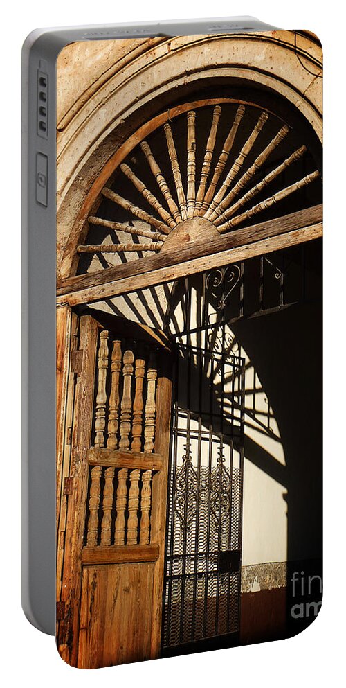 North America Portable Battery Charger featuring the photograph Mexican Door 27 by Xueling Zou