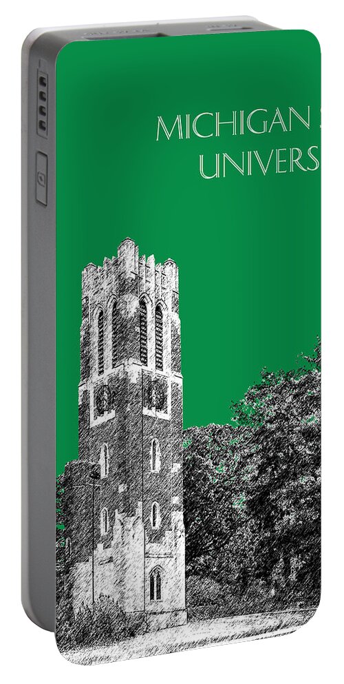University Portable Battery Charger featuring the digital art Michigan State University - Forest Green by DB Artist