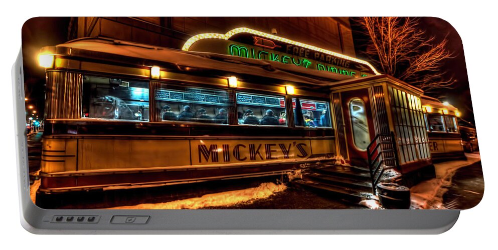 Mickey's Diner Portable Battery Charger featuring the photograph Mickey's Diner St Paul by Amanda Stadther