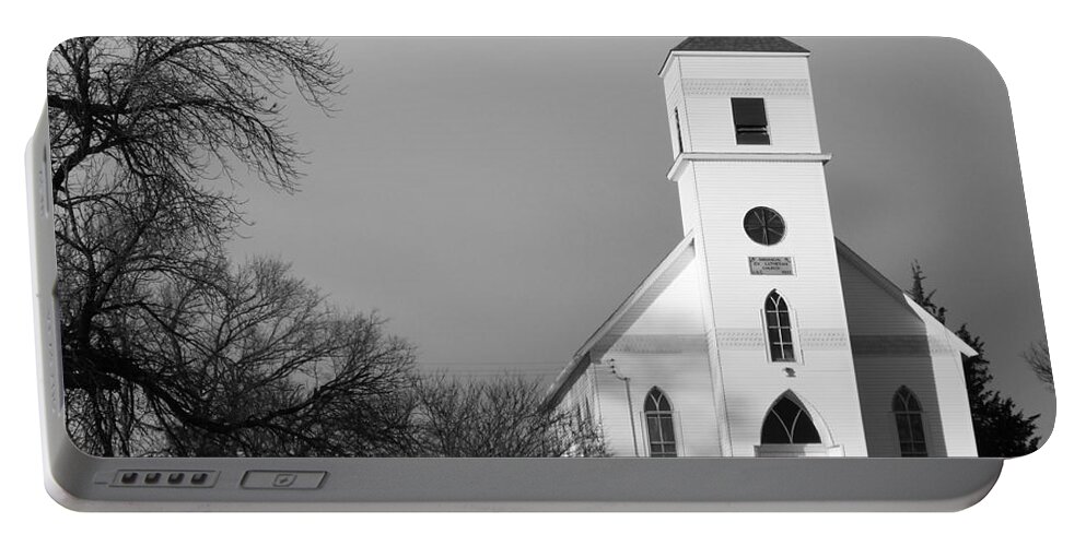 Farm Portable Battery Charger featuring the photograph Mid Winter Chruch by Caryl J Bohn