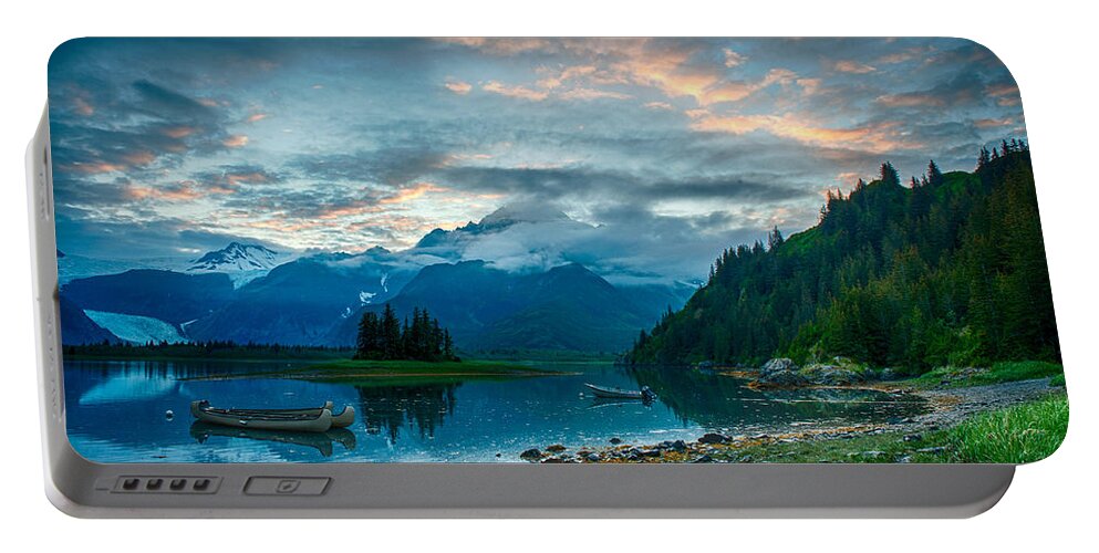 Alaska Portable Battery Charger featuring the photograph Midnight Lagoon Alaska by George Buxbaum