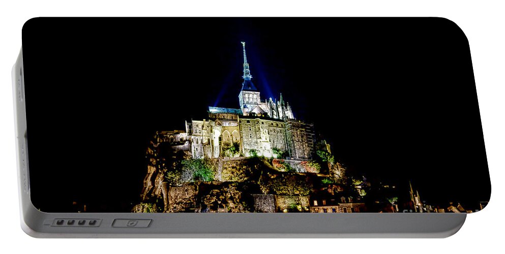 France Portable Battery Charger featuring the photograph Midnight Mont Saint Michel by Olivier Le Queinec