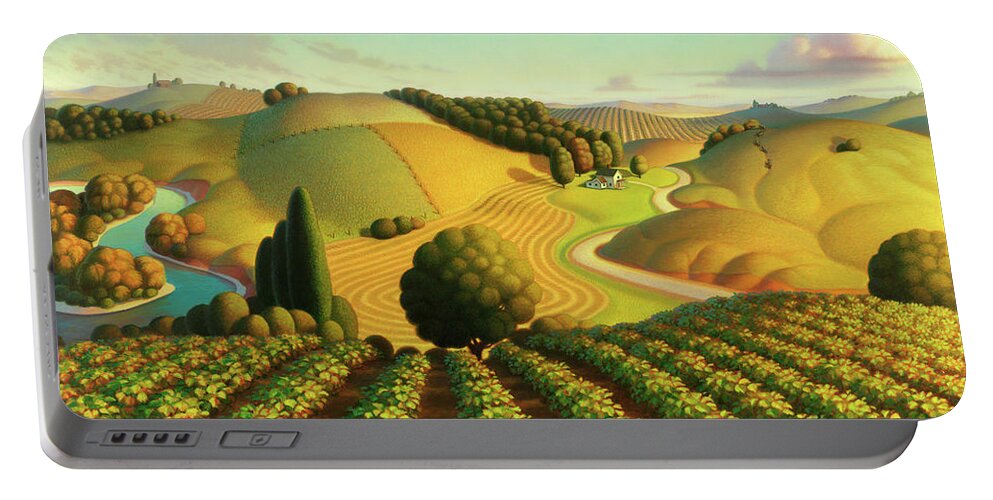 Vineyard Portable Battery Charger featuring the painting Midwest Vineyard by Robin Moline