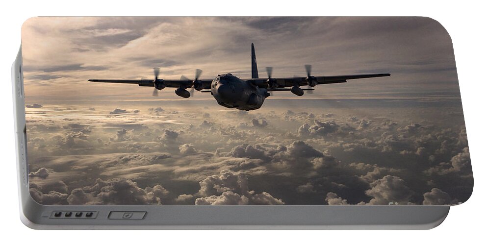 Lockheed Portable Battery Charger featuring the digital art Mighty Hercules by Airpower Art