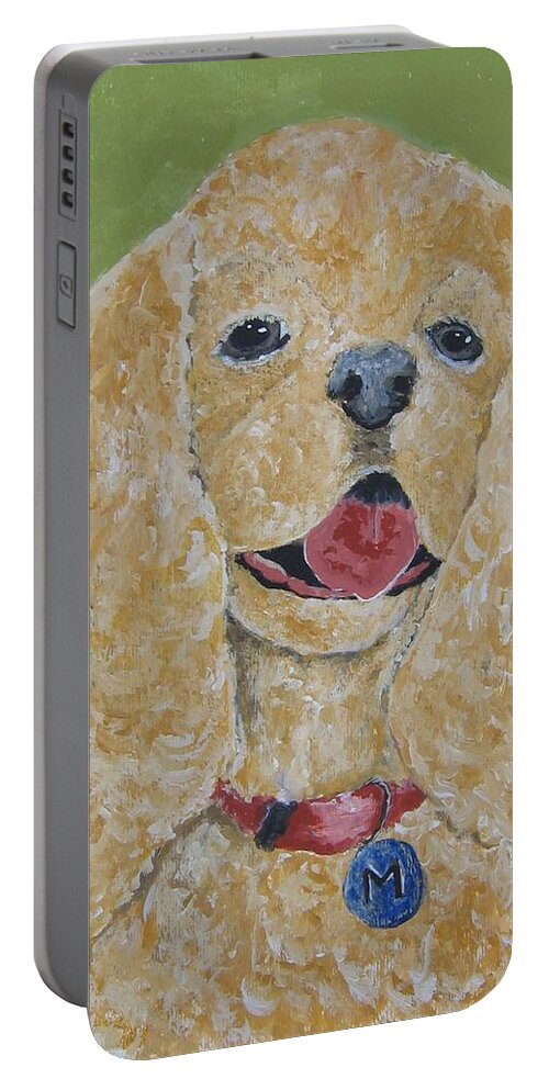Dogs Portrait Portable Battery Charger featuring the painting Mikey by Suzanne Theis