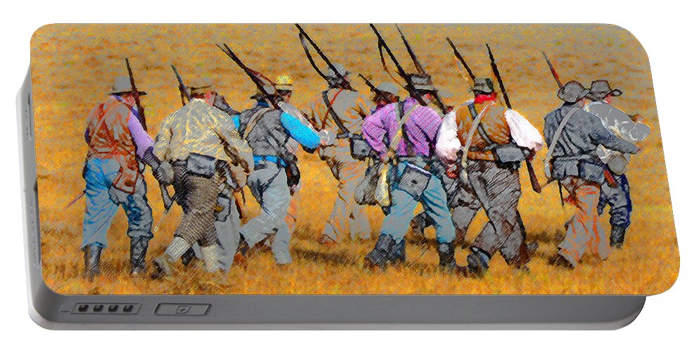 Militia Portable Battery Charger featuring the painting Call to arms by David Lee Thompson