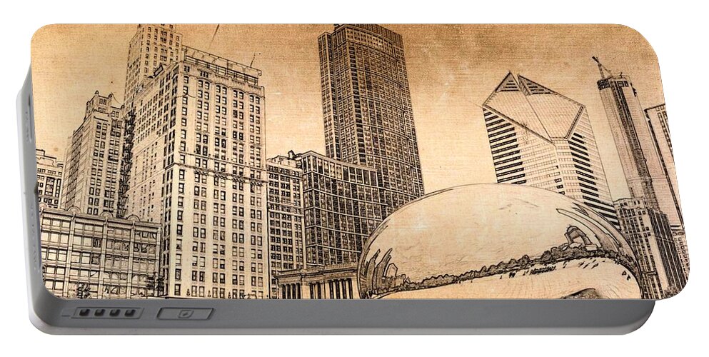 Chicago Bean Portable Battery Charger featuring the digital art Millennium Park Chicago by Dejan Jovanovic