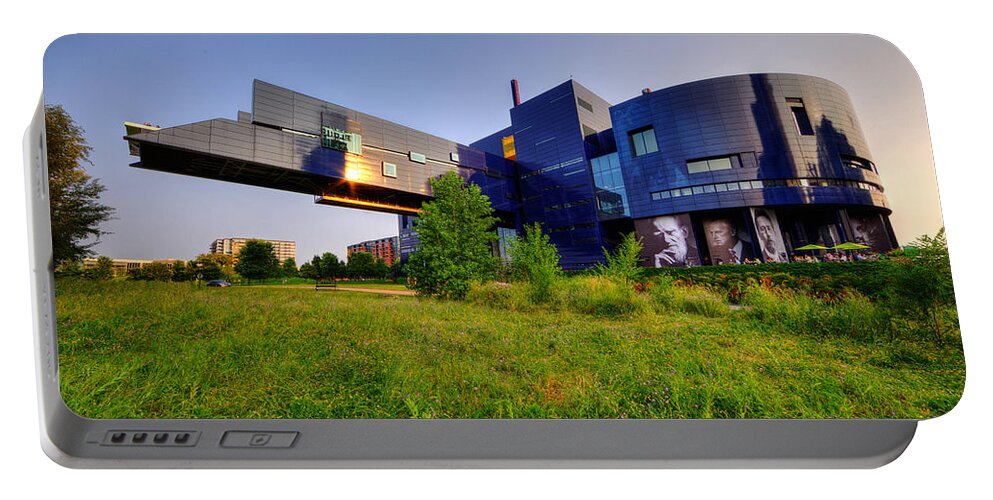 Guthrie Theater Portable Battery Charger featuring the photograph Minneapolis Guthrie Theater Summer Evening by Wayne Moran
