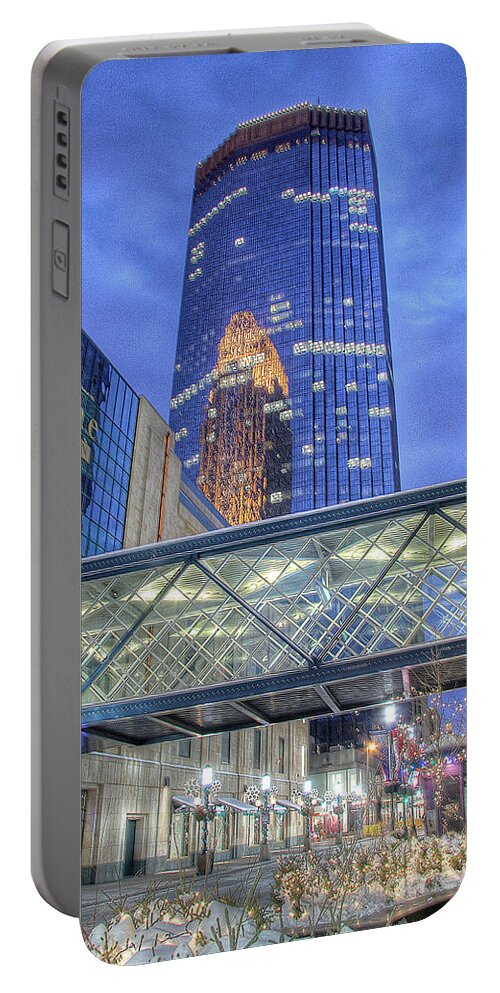 Minneapolis Skyline Portable Battery Charger featuring the photograph Minneapolis Skyline Photography Nicollet Mall Winter Evening by Wayne Moran