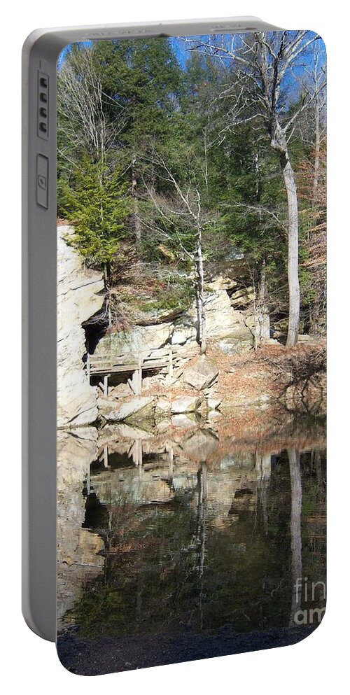 Landscape Portable Battery Charger featuring the photograph Sugar Creek Mirror by Pamela Clements