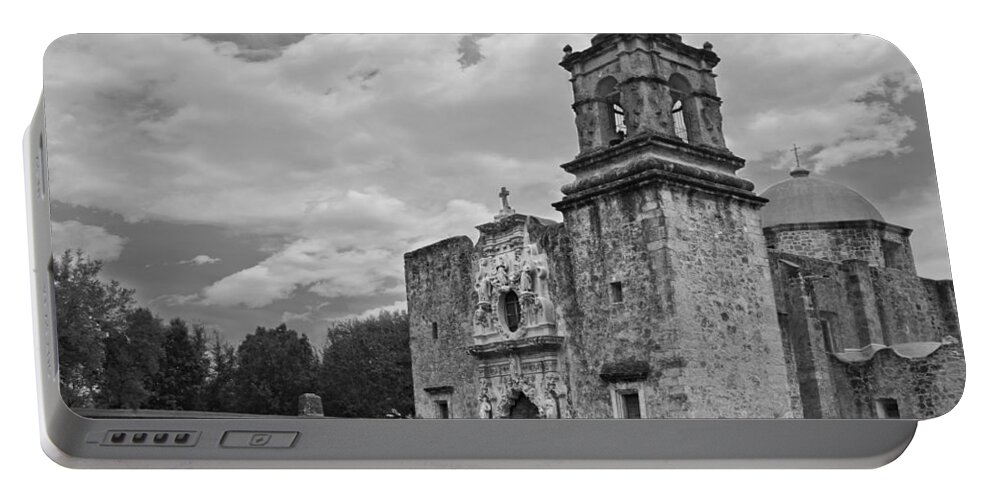 Mission San Jose Bw Portable Battery Charger featuring the photograph Mission San Jose BW by Jemmy Archer