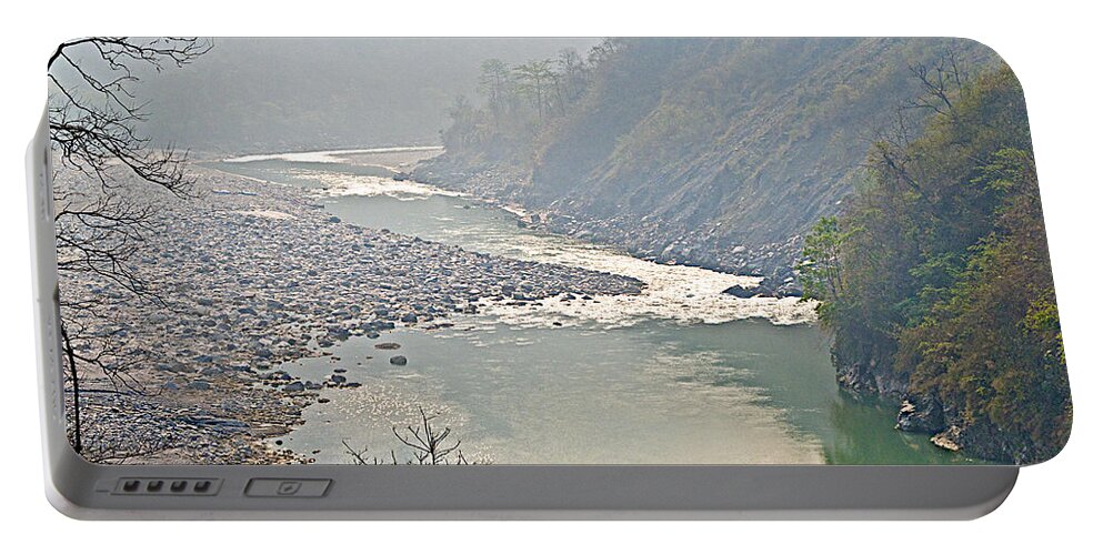  Misty Seti River Rapids In Seti River In Nepal Portable Battery Charger featuring the photograph Misty Seti River Rapids in Nepal by Ruth Hager