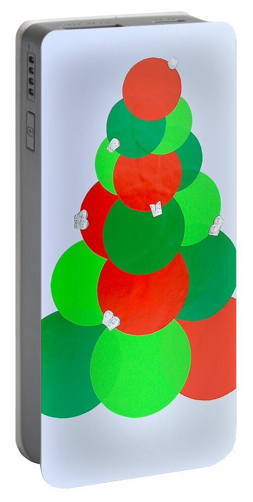 Christmas Card Portable Battery Charger featuring the mixed media Mod Christmas Tree by Michele Myers