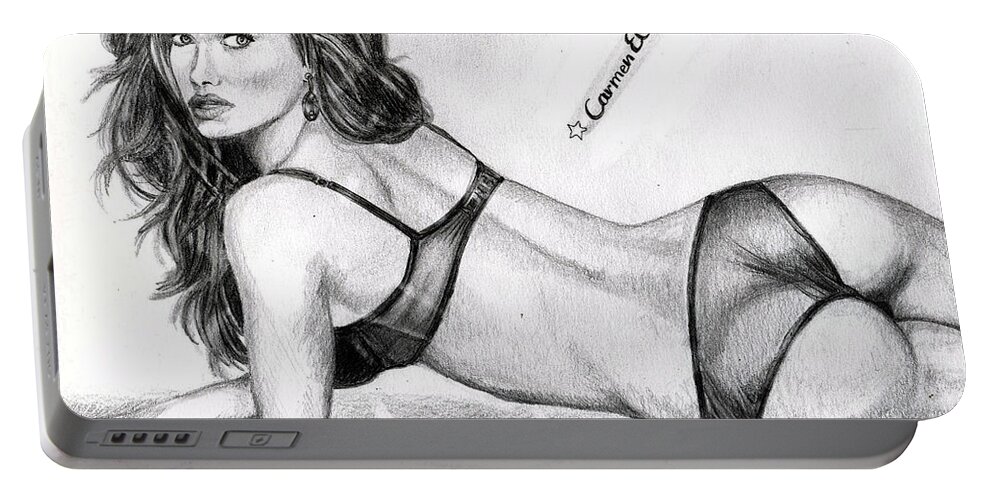 Model Portable Battery Charger featuring the drawing Model Carmen Electra by Alban Dizdari