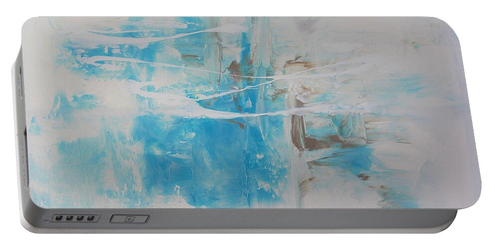 White Portable Battery Charger featuring the painting Moisture by Preethi Mathialagan