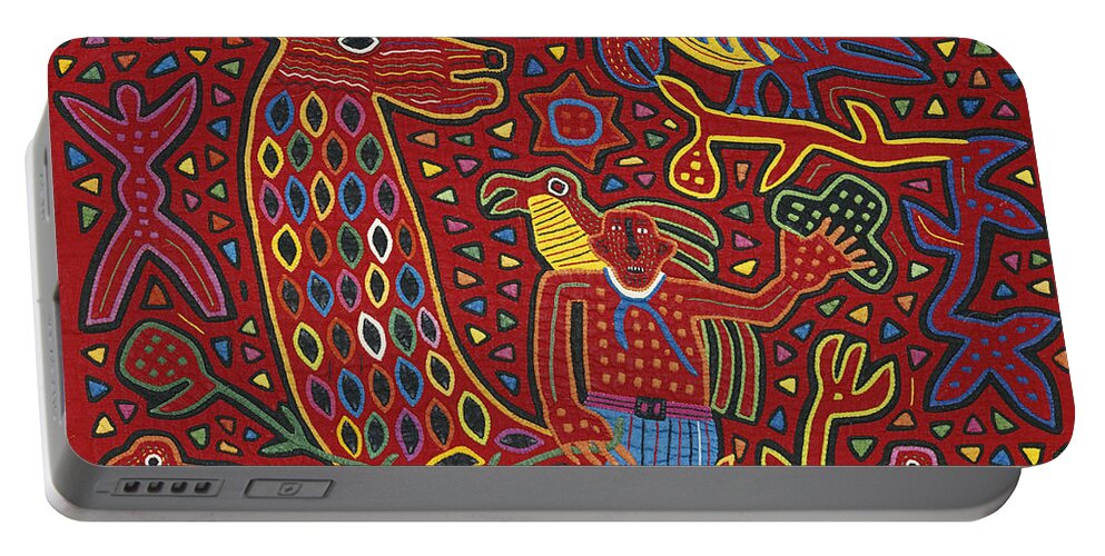 Applique Portable Battery Charger featuring the photograph Mola Textile, Panama by George Holton