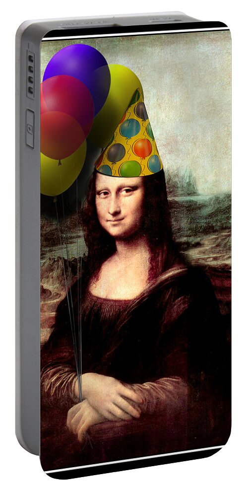 Mona Lisa Portable Battery Charger featuring the digital art Mona Lisa the Birthday Girl by Gravityx9 Designs