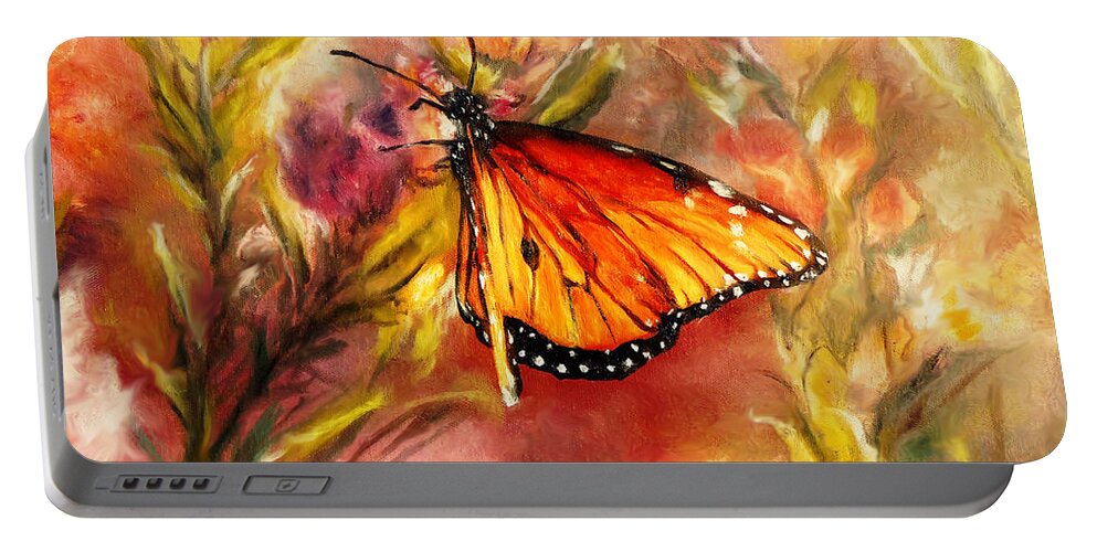 Monarch Beauty Framed Prints Portable Battery Charger featuring the painting Monarch Beauty by Karen Kennedy Chatham
