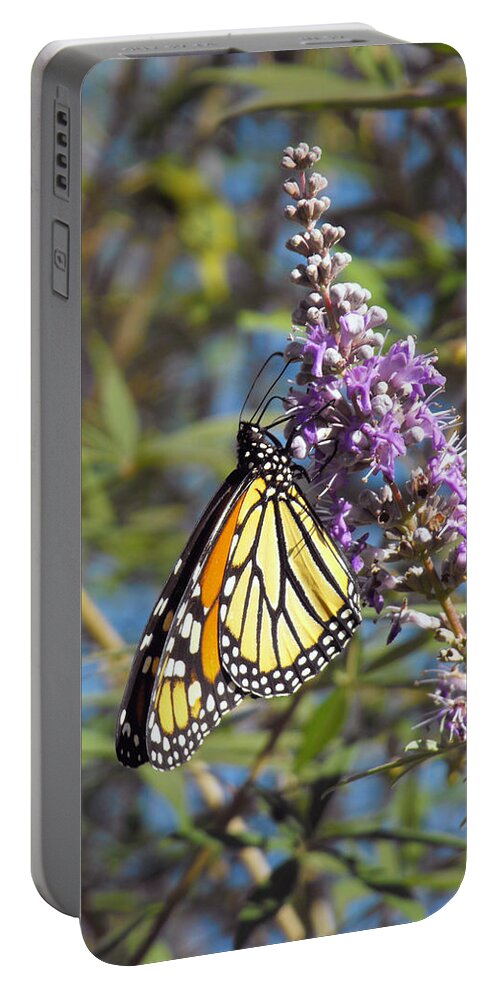 Butterfly Portable Battery Charger featuring the photograph Monarch on Vitex by Jayne Wilson