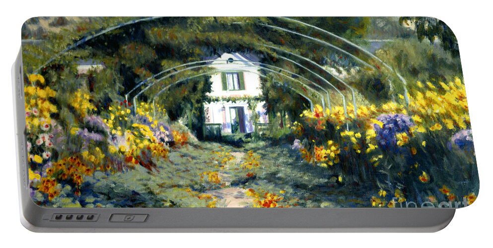 Monet Portable Battery Charger featuring the painting Monet's Giverny by Candace Lovely