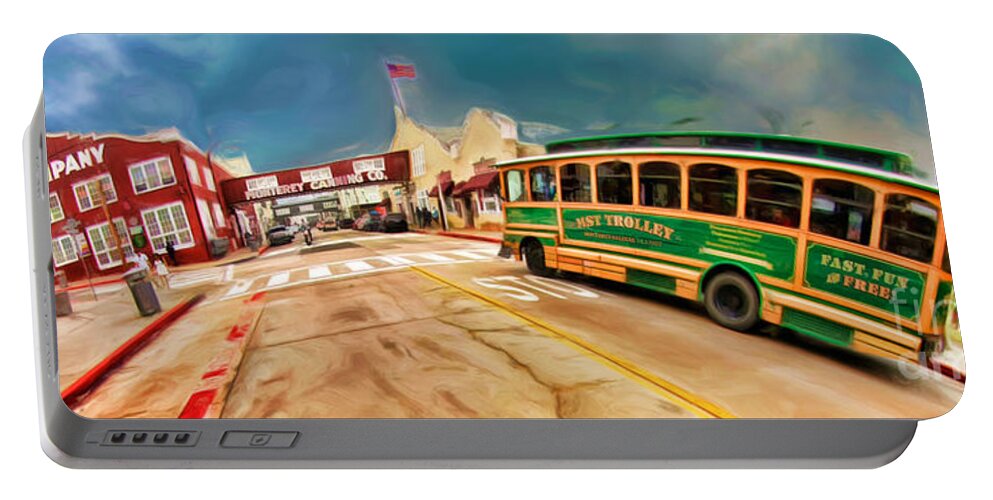 Monterey Ca Portable Battery Charger featuring the photograph Monterey And Cable Car Bus by Blake Richards