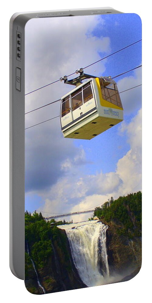 Nature Portable Battery Charger featuring the photograph Montmorency Falls and Gondola by Lingfai Leung